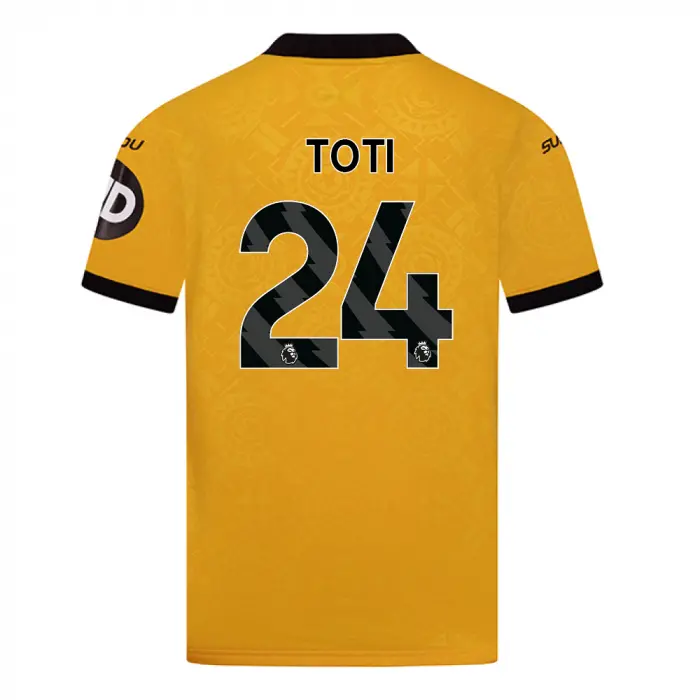 Wolverhampton Wanderers Shop | 2025-26 Wolves Home Shirt – Junior TOTI 24 Wolverhampton Wanderers Merchandise